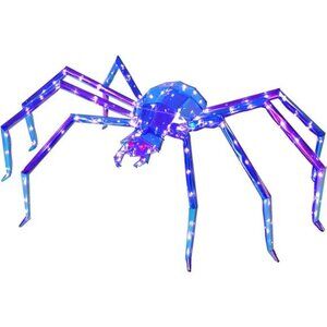 Prismatic Iridescent Giant Spider, 52" Pre-lit Large Outdoor Scary Spider Decor